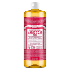 Dr. Bronner's Magic Pure Castile Liquid Soap Bodywash - Rose - 32 fl oz: Vegan, Contains Hemp Seed & Coconut Oil, Paraben-Free