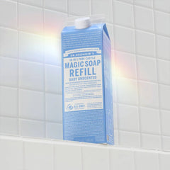 Dr. Bronner's Pure Castile Liquid Soap Bodywash Refill Carton - Unscented - 32 fl oz: Paraben-Free, Vegan, For Normal & Dry Skin