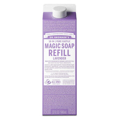 Dr. Bronner's Pure Castile Liquid Soap Bodywash Refill Carton - Lavender - 32 fl oz: Vegan, Non-Toxic, Sensitive Skin